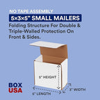 BOX USA Shipping Boxes Small 5"L x 3"W x 5"H, 50-Pack | Corrugated Cardboard Box Mailer for Packing, Moving and Storage 535