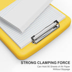 Plastic Clipboard with Storage, 8.5 x 11 Storage Organization Box Side-Opening, Heavy Duty Clip Board with Pen Holder and Paper Folder for Nurses, Teachers, Office & School Supply, Yellow