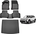 AIPOIL® Floor Mats & Cargo Liner Set for 2022-2026 Volkswagen Taos AWD All Weather Protection TPE Anti-Slip Automotive Full Set Custom VW Taos AWD Car Mats Accessories - Black