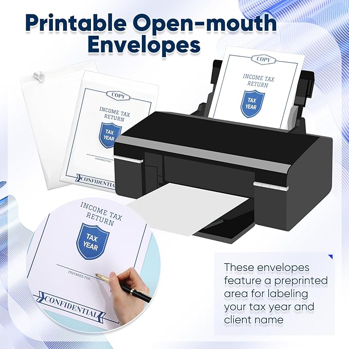 50 Pcs Income Tax Return Envelopes for Tax Preparers 10 x 13 Inches Open End Envelopes for Personal Customer Office Business Legal Documents Catalog Mailing, White