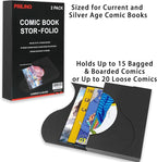 2-Pack Black Comic Book Stor-Folio - Storage Box for Current and Silver Age Comics, Portable Folio With Strong Magnetic Closure, Ideal for Conventions