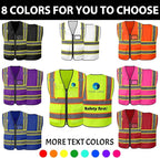 Custom Safety Vest High Visibility Reflective Vests with Logo Pockets Men Women Customize 2 two tone Work Vest Construction