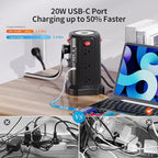 Surge Protector Power Strip 10 FT Cord, PD 20W USB C Power Strip Tower with Night Light, Extension Cord with Multiple Outlets with 4 USB Ports(2A+2C), PASSUS Charging Station Home Office Essentials