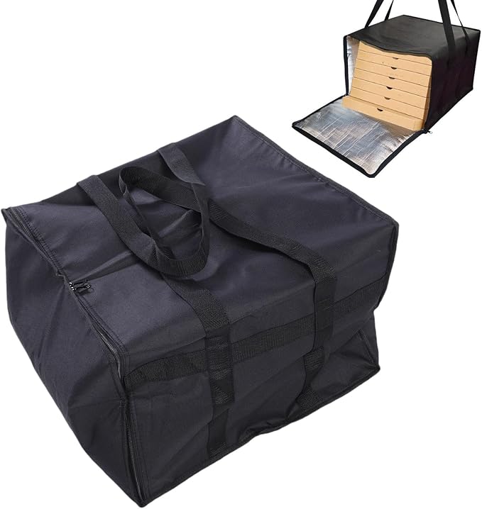 TOPINCN Insulated Pizza Delivery Bag, Thermal Food Carrier for Hot and Cold Storage Large Capacity Reusable Warming Bag Foldable for Grocery Shopping