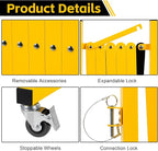 Industrial Expandable Barricade Gate, 16.4 Ft Retractable Traffic Fence with Casters, Easily Assembled Safety Barrier for Maintenance and Construction Work, Crowd and Traffic Control