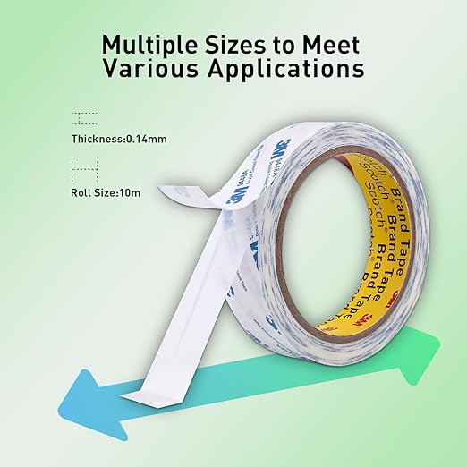 Double Sided Tape 9448A 1" x 33Ft Pack of 1 Made of 3M Super Sticky Adhesive Tape Ultra Thin Translucent Tissue Tape for Laptop Cell Phone Repairs Arts Crafts