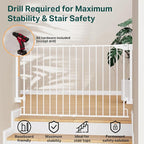 Cumbor Expandable 31.6-48" Baby Gate for Stairs, Wall-Mounted, 2-in-1 No Bottom Bar Dog Gate Indoor, Auto Close Pet Gate for Doorways with Large Walk Thru Door, Child-Proof Gate for Kids (White)