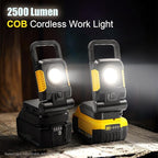 18V/20V Cordless Work Light, 2Pack 25W Portable Flood Lights Compatible with Dewalt/Makita 20V Max Battery, COB Work Light with 3 Lighting Modes and Upgraded Low Voltage Protection(no Battery)