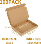 PHAREGE 7x5x1 Inch Shipping Boxes 100 Pack Brown, Tab Lock Tuck Top Mailer Boxes for Packaging Small Business, Cardboard Gift Boxes for Wrapping Mailing Present
