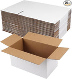 Hoikwo 11x6x6 Shipping Boxes Set of 25, White Corrugated Cardboard Box for Small Business for Packaging Mailing