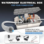 Flemoon Medium Outdoor Electrical Box Waterproof with Clear Lid, Weatherproof Extension Cord Cover for Photocell Light Sensor Timer, Power Strip, Outlet, Plug, Socket, Transparent and White
