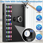 206 Keys Combination Lock Key Cabinet with Colorful Key Tags, Anti-Theft Key Lock Box with Side Drop Slot, Heavy Duty Key Organizer Wall Mount for Car Garage House Rental Office Business