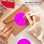 3 X 3 Inch Round Thermal Labels Circle Color Coding Labels Printable Waterproof 500PCS Round Stickers Adhesive Writable for Office, Home, Garage, DIY Sticker, Name Tag,Fluorescent Purple