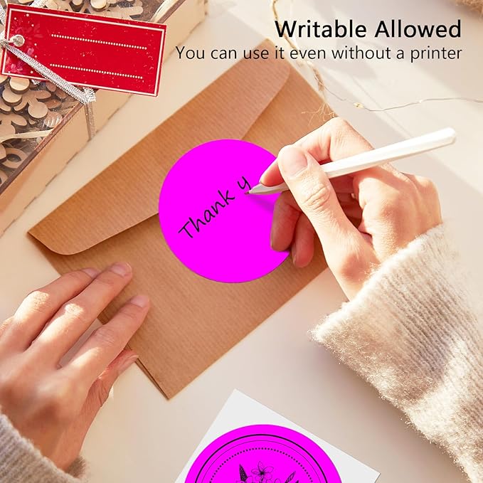 3 X 3 Inch Round Thermal Labels Circle Color Coding Labels Printable Waterproof 500PCS Round Stickers Adhesive Writable for Office, Home, Garage, DIY Sticker, Name Tag,Fluorescent Purple