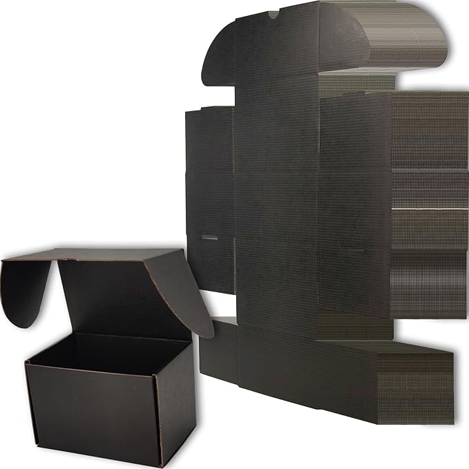 8x6x6 inches Small Shipping Boxes Set of 25 - Black Mailer Corrugated Cardboard Boxes for Shipping Packaging Mailing Products