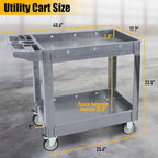 Utility Rolling Tool Cart, 40 x 17-Inch Plastic Rolling Carts, Huge Storage W/Deep 2-Shelf Heavy Duty Service Cart with Wheels, 550 lbs Capacity Organizer for Garage, Warehouse, Workshop