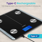Etekcity Rechargeable Smart Scale for Body Weight, Digital Bathroom Scale with BMI, Body Fat, Muscle Mass, Accurate Weighing Machine for People Sync with Smartphone App, 400lb