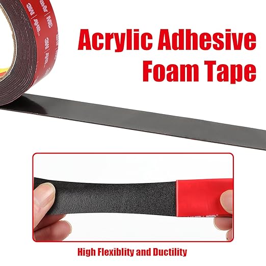 Double Sided Tape Heavy Duty, Waterproof Mounting Foam Tape, 16.5ft Length, 1.57in Width, High Temperature Resistant Adhesive Tape for Car, LED Strip Light, Office Decor, Made of 3M VHB Tape.