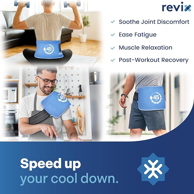 REVIX Large Ice Packs for Injuries Reusable, 45-Minute Long-Lasting Cold Therapy with Ice Grid Gel Design, Multi-Purpose Reusable Gel Cold Pack for Knee, Shoulder, Back, Elbow, Hip, Tight, 16 × 9"