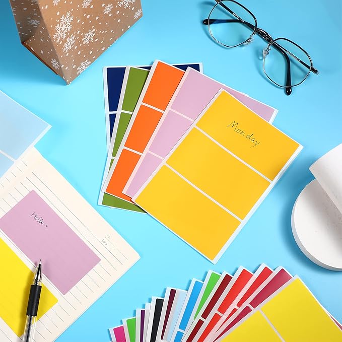 Marspark 300 Pieces Colored Labels Stickers 2" x 4" Large Color Coded Labels Stickers Moving Packing Label for Boxes in 20 Assorted Colors Name Tags for Boxes Storage Bins