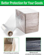 18in Clear Stretch Wrap Roll, Heavy Duty 1500ft Shrink Wrap Roll, 80 Gauge Industrial Strength Stretch Film, Stretch Wrap for Moving, Plastic Wrap for Moving Pallet Wrapping Shipping(4 Rolls)