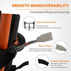 Material Lift Hydraulic Stacker, 440 lbs Capacity Hydraulic Table Cart, 35.8" Lifting Height Manual Forklift Stacker, Pallet Jack Truck Dolly with Swivel Casters and Lift Plate (Orange)
