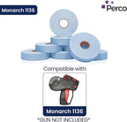 Perco Blue Pricing Labels for Monarch 1136 Price Gun - Case of 8 Sleeves, 64 Rolls Value Pack - 112,000 Price Marking Labels - with Ink Rolls Included