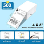 4"×6" Direct Thermal Shipping Label, Fanfold Thermal Label 2000 Packs (500packs Per Stack) Permanent Adhesive, Compatible with Zebra, Rollo, Jadens, Nelko