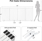 36" Height Extra Tall Freestanding Pet Gate, Solid Wood Folding Safety Fence Wooden Dog Gate with 2 PCs Support Feet Ideal for Stairs, Doorways, Halls, Kitchens, Heavy Duty Gates, 4 Panels, White