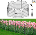 Garden Fence Border, 36 in(H) x17.5 Ft(L) 8 Panels, Tall Garden Animal Barrier Fence with Gate, Dog Fence Outdoor for Yard, Arched Rustproof Metal No Dig Fence, Flower Bed Fencing