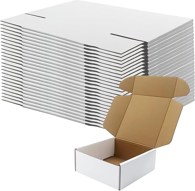 5x5x2 inch Shipping Boxes, White Corrugated Cardboard Box Literature Mailing Shipping Packaging Recyclable Storage Boxes and Craft Gifts Giving Products Business White Box Set of 25 (5''x5''x2'')