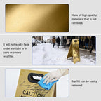 4 Pack Stainless Steel Wet Floor Sign, 24 Inch Caution Wet Floor Sign Portable Foldable Bilingual Safety Warning for Hotel Market Restroom Restaurant Office (Gold)