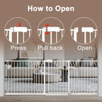 WAOWAO Baby Gate 85.83-95.25" Extra Wide Pressure Mounted Walk Through Swing Auto Close Safety White Metal Toddler Kids Child Dog Pet Puppy for Stairs,Doorways,Kitchen
