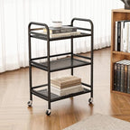 HDANI 3 Tier Rolling Cart,Heavy Duty Multifunctional Metal Frame-Supports 22 Lbs Per Tier,Mesh Rolling Cart with 2 Lockable Wheels for Office,Home,Bedroom,Kitchen,Bathroom,Black