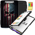 Clipboard with Storage,Office Supplies Nursing Clipboards Folder with Pen Holder Plastic Storage ClipBoard Foldable for Teacher Nurse,Skull Flag