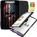 Clipboard with Storage,Office Supplies Nursing Clipboards Folder with Pen Holder Plastic Storage ClipBoard Foldable for Teacher Nurse,Skull Flag