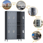 Employees Locker, 72" inch Tall Metal Storage Locker with 6 Doors for School Hospital Garage Gym Home Office with 12 Hooks, Requires Assembly(Light Gray)