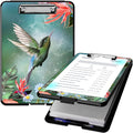 Clipboard with Storage, High Capacity Plastic Storage Clipboard with Low Profile Clip for Women Teachers Work, School & Office Supplies, Cute Pattern Decorative Clipboards, Hummingbird
