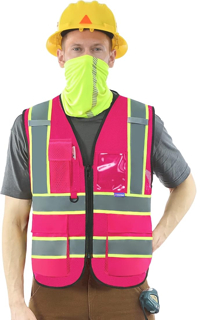 AYKRM 11 color High Vis Reflective Safety Vest for Women Men Security Pocket Zipper