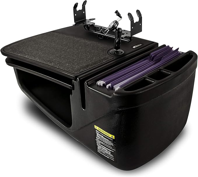 AutoExec AE-GMCD-PM-PS-BT GripMaster Car Desk for Your Vehicle Workstation and Mobile Office, Black with Phone Mount and Printer Stand