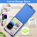 Small Clipboard with Storage, A5 Clipboards with Pen Holder, Half Letter Clip Boards 6x9 Mini Plastic Clipboard with Low Profile Clip for Classroom, School, Office Supplies (Blue)