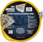 50 ft Outdoor Extension Cord Waterproof - 14 Gauge Heavy Duty Extension Cord 50 ft - Lighted Outdoor Extension Cords with Multiple Outlets - Watts Wire - 50' Grounded - extensiones electricas