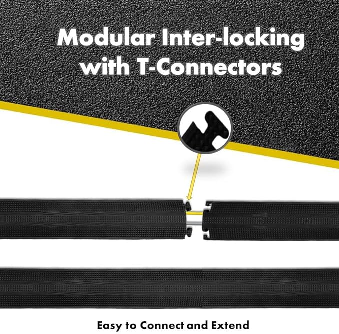 Kable Kontrol Drop Over Floor Cord Cover – 36” Inch Long 1 Channel Cable or Wire Protector – Rubber Ramp for Indoor and Outdoor Use – Black