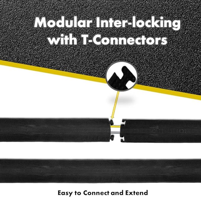Kable Kontrol Drop Over Floor Cord Cover – 36” Inch Long 1 Channel Cable or Wire Protector – 100 Pcs Bulk Pack - Rubber Ramp for Indoor and Outdoor Use – Black