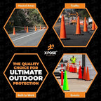 Xpose Safety 36 Inch Orange Traffic Cones Heavy Duty 12lb, 4-Pack - Multipurpose PVC Plastic Safety Cone for Parking, Soccer, Caution, Kids and Construction - DOT Approved