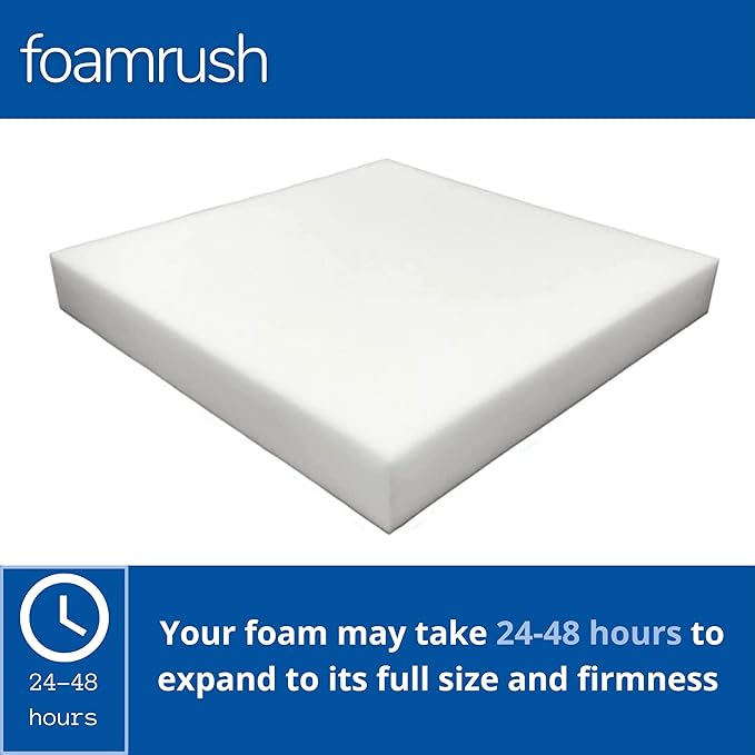 FoamRush 2" x 24" x 27" Upholstery Foam High Density Firm Soft Support (Chair Cushion Square Foam for Dining Chairs, Wheelchair Seat Cushion Replacement)