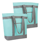 2Pk Insulated Reusable Tote Bag for Grocery Shopping for Women/Men, Pizza/Food Delivery Bag to Keep Food Cold/Hot for Professional Catering, Cooler bags for Travel/Beach/Picnic, Green