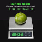 Polit Sun IP65 Waterproof Rechargeable Food Scale — 13lb/6kg High-Precision 0.5g HACCP Kitchen Scale with 150h Battery, Stainless Steel Platform & Green LCD for Seafood, Baking, Restaurant Prep