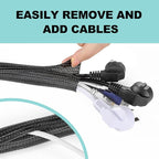 AGPTEK Cable Sleeve Cover, 2 Pack 5ft - 1.2 inch Desk Cord Organizer Cable Hider, Home Office Wire Management Computer TV Wire Loom Tubing, Pet Proof Cord Protector, from Cat Dog Chewing, Black