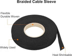 MECCANIXITY Braided Cable Sleeves Heat Shrinkable Fabric Sleeving, 3/8" 40ft Black 2:1 Ratio Heat Shrinkable Cord Protector for Harness Cable, Network Cable Protection, Cable Management